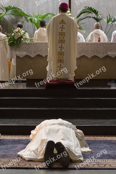 Priestly Ordination Bishop Mass Prostration Free Photos