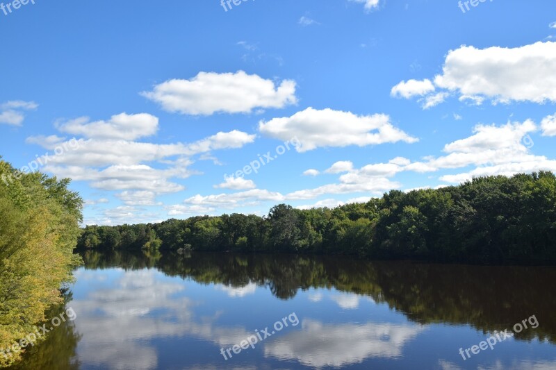 River Reflections Clouds Sky River Landscape