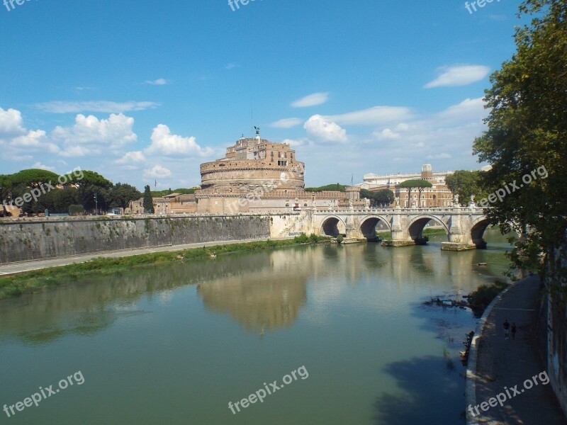 Rome Tiber Castel Sant'angelo Bridge Italy