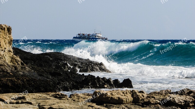 Wave Smashing Sea Beach Nature