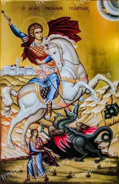 Ayios Georgios Saint Dragon Iconography Icon