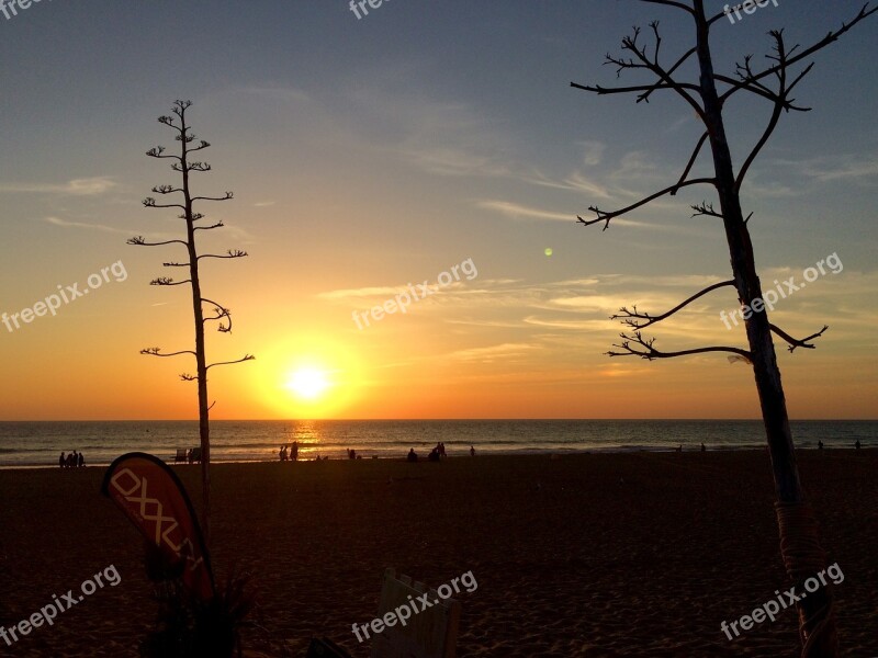 Sunset Beach Sun Sky Sea