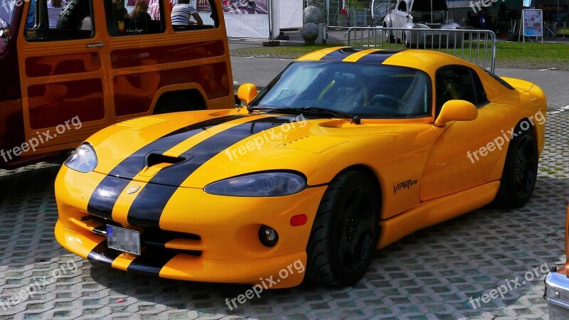 Auto Sports Car Viper Gts Yellow Usa