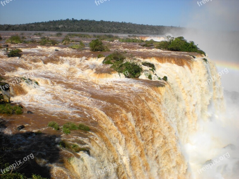 Waterfall Cascade Falls River Iguazu Fall