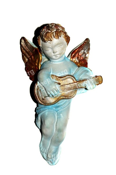 The Figurine Gold Guitar Angel Free Photos