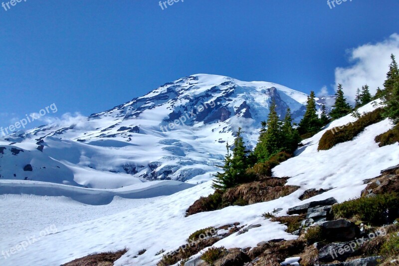 Mountain Rainier Washington Landscape Nature