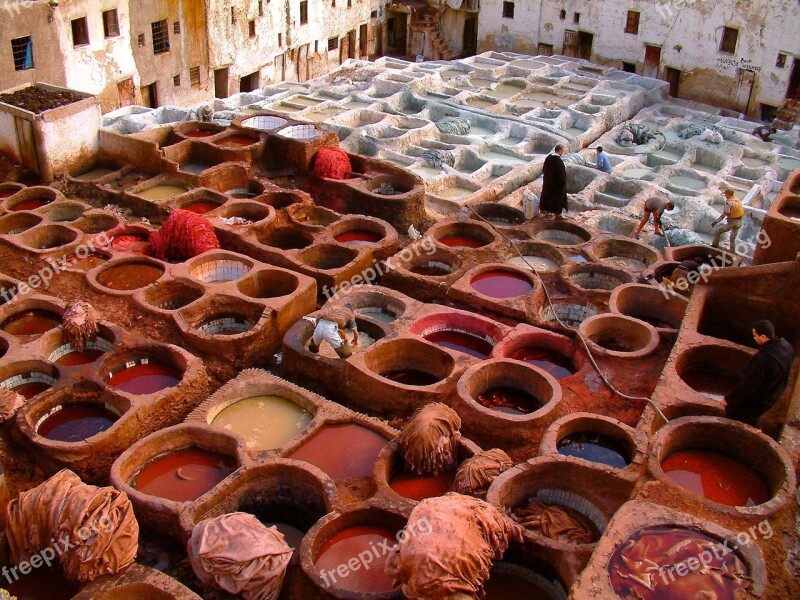 Fez Tannery Morocco Old Colorful