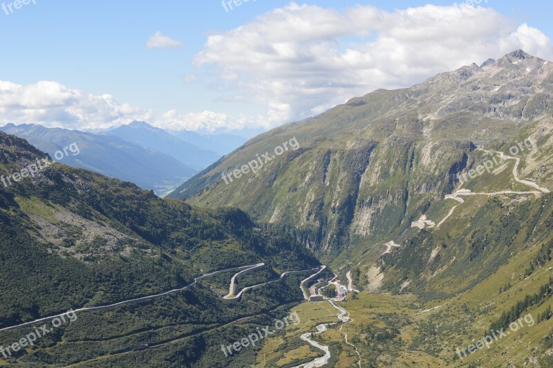 Switzerland Alps Mountains Furka Pass Swiss