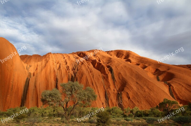 Uluru Rock Formation Mountain Landmark Free Photos