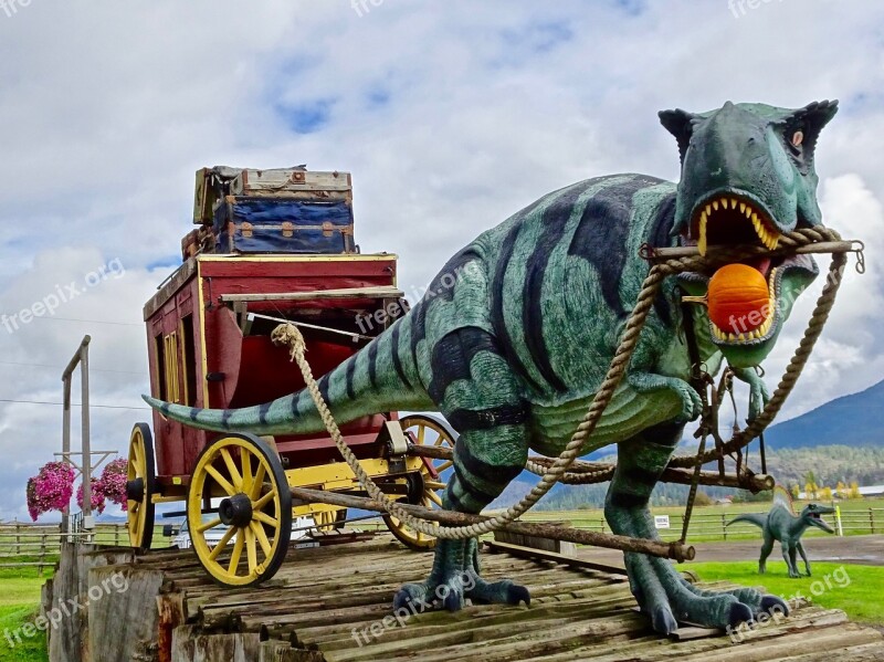 Dinosaur Fun Stage Coach Pumpkin Display