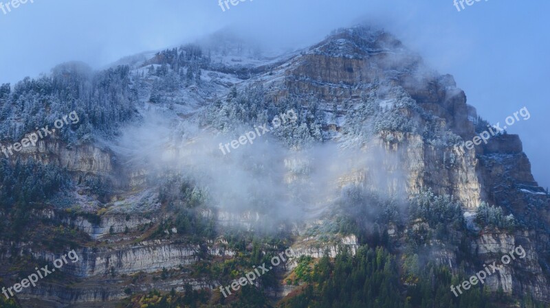 Mountains Fog Snow Cloud Light