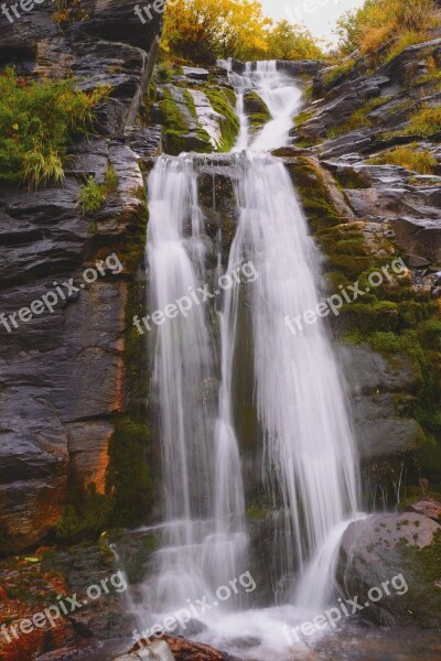 Waterfall Moss Water Mountain Stream