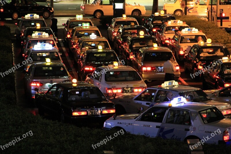 Taxis Night Japan Taxi Drivers City