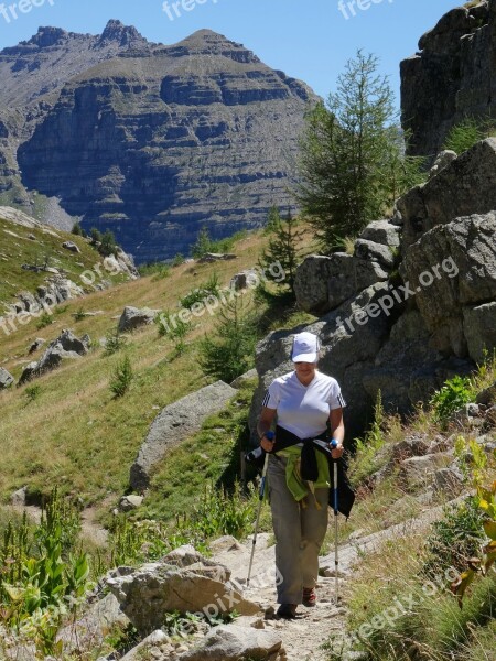 Hiking Mountain Alps Spring Hike Walker