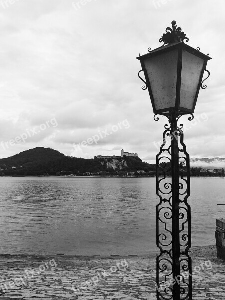 Lake Lake Arona Lamppost Mountain Water