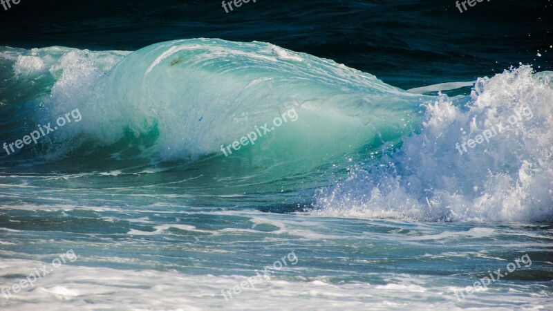 Wave Smashing Sea Beach Nature