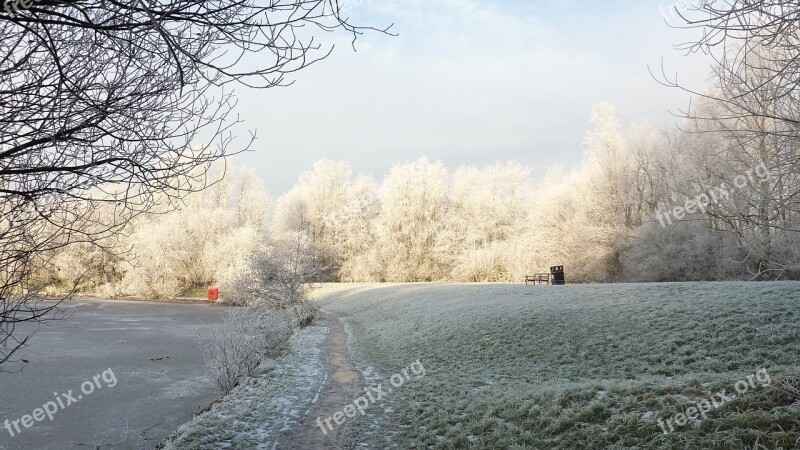 Park Path Snow Cold Ice Park