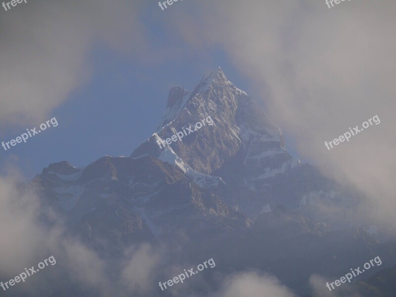 Mountain Clouds Nepal Landscape Sky