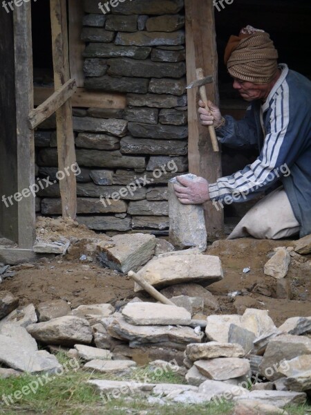 Nepali Man Old Man Working Man Nepalese Building