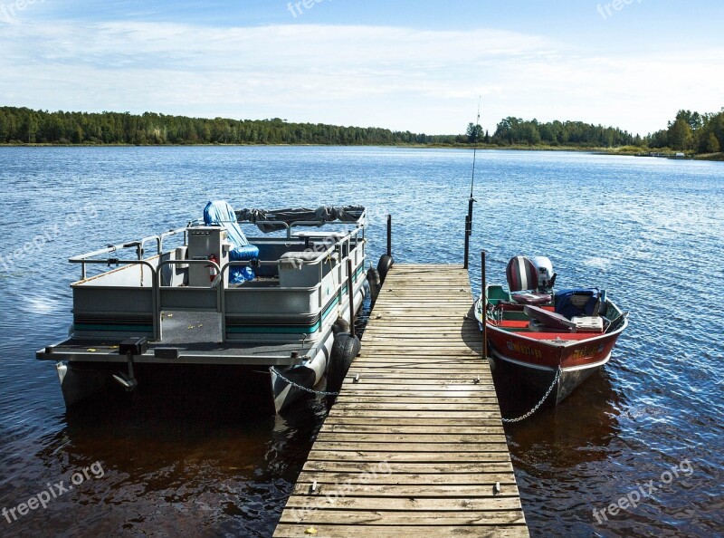 Pontoon Boat Fishing Boat Motorboat Lake Minnesota