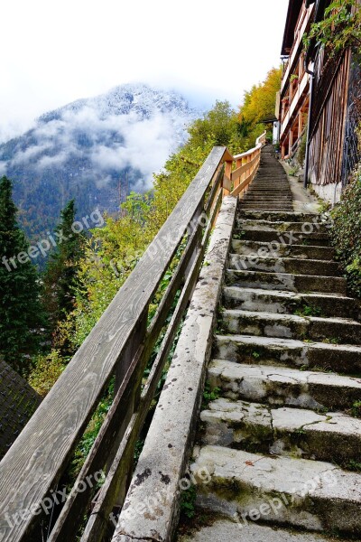 Hallstatt Stairs Walk Nature Landscape