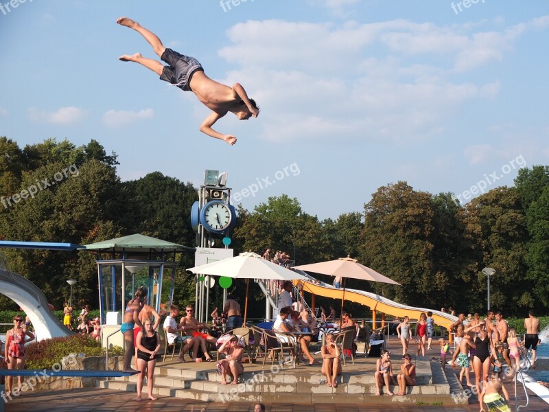 Outdoor Pool Summer Swimming Pool Swim Jump