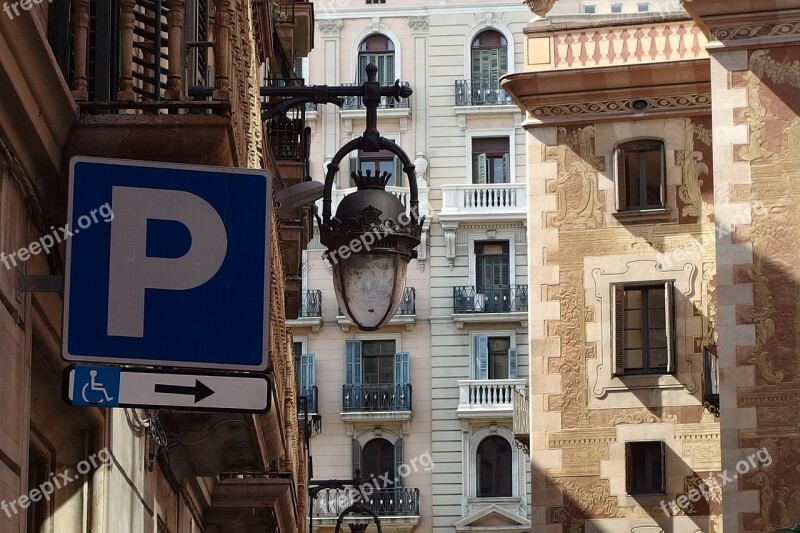 Street Sign Lamp Barcelona Free Photos