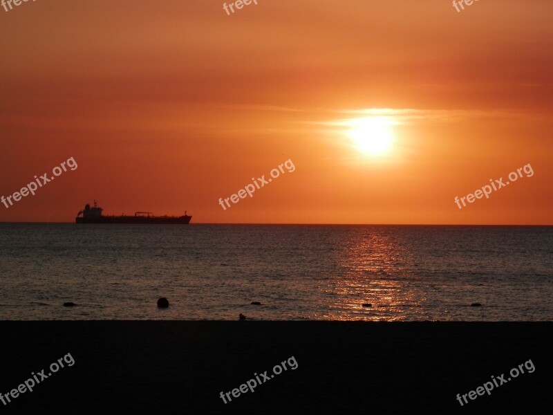 Beach Sunset Santa Marta Backlight Sun