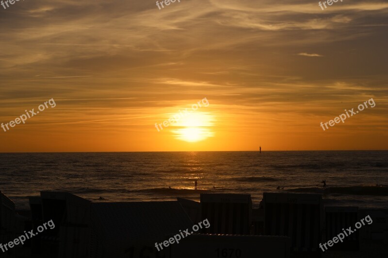 Sunset North Sea Sea Sylt Westerland