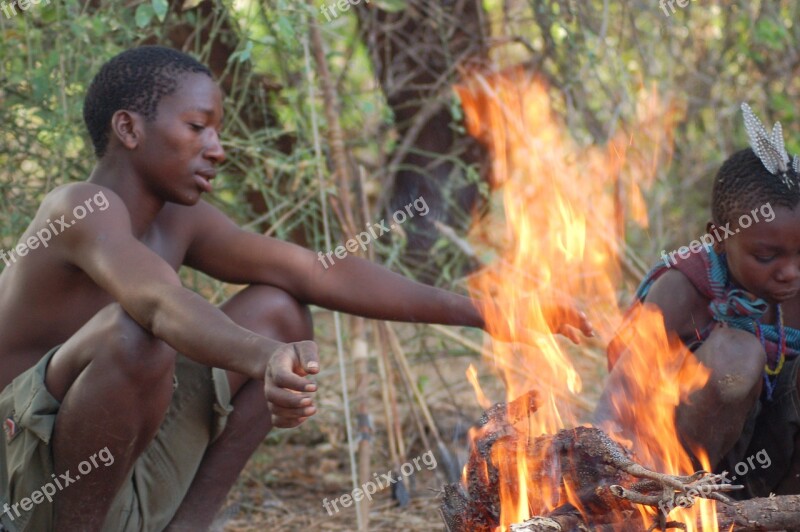 Africa Tribe Village Fireplace Children