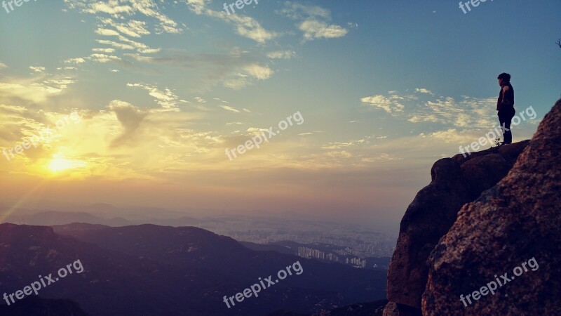 Sunset Mountain People Hill Edge