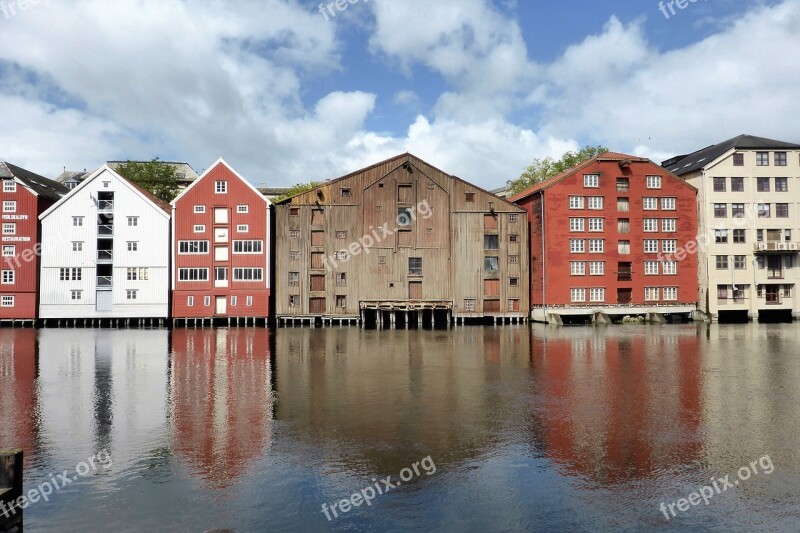 House Old Port Norway Trondheim Wood