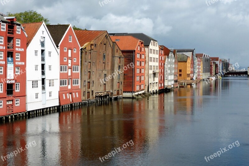 House Old Port Norway Trondheim Wood