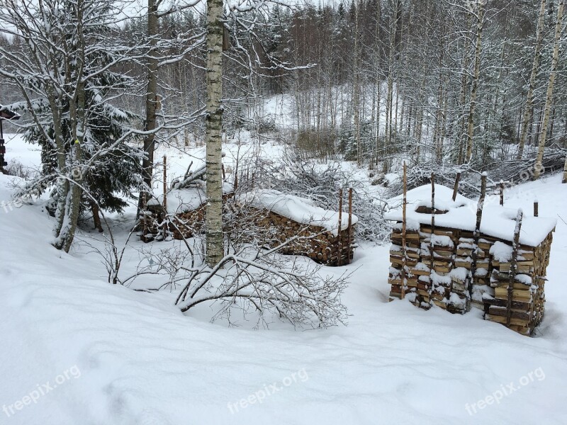 Winter Woodpile Frost Free Photos