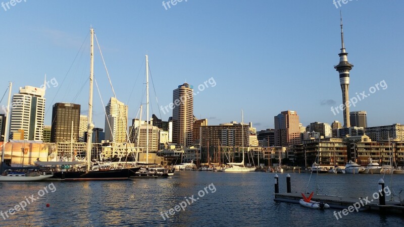 Auckland New Zealand Port Skyline View