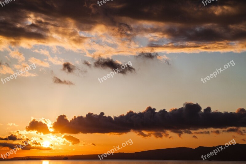 Solar Sunset Views Of The Sea Sky Cloud