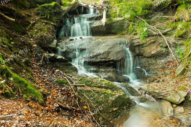 Waterfall Long Exposure Green Water Leafs