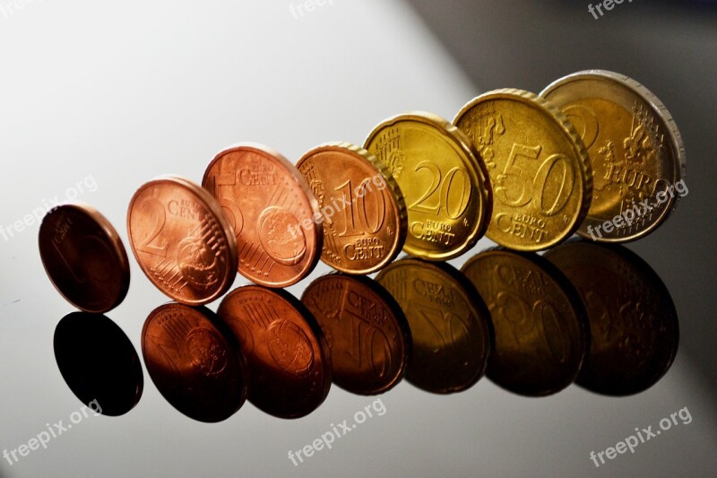 Euro Coins Specie Mirroring Money Free Photos