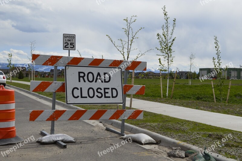 Road Closed Sidewalk Closed Construction Urban Traffic