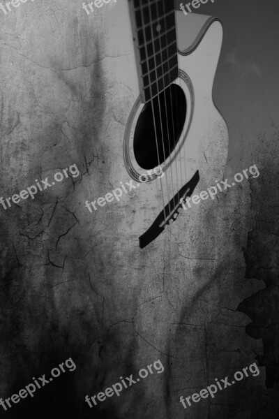 Guitar Surreal Black White Structure Free Photos