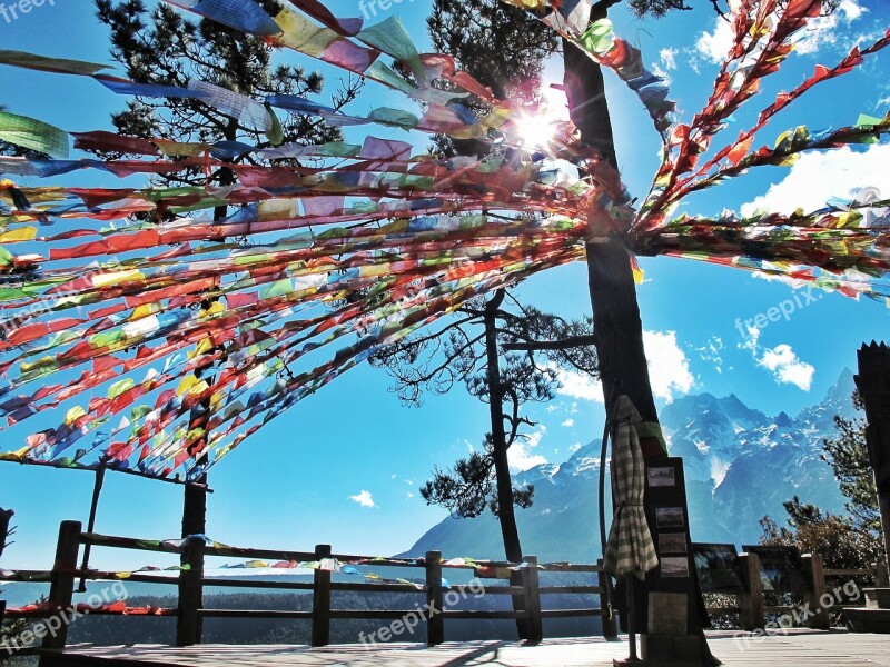 The Jade Dragon Snow Mountain Sky Sunshine China Colorful Hope