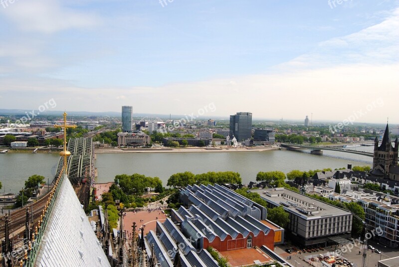 View From Dom Cologne Rheinbrücke Triangle Tower Rhine