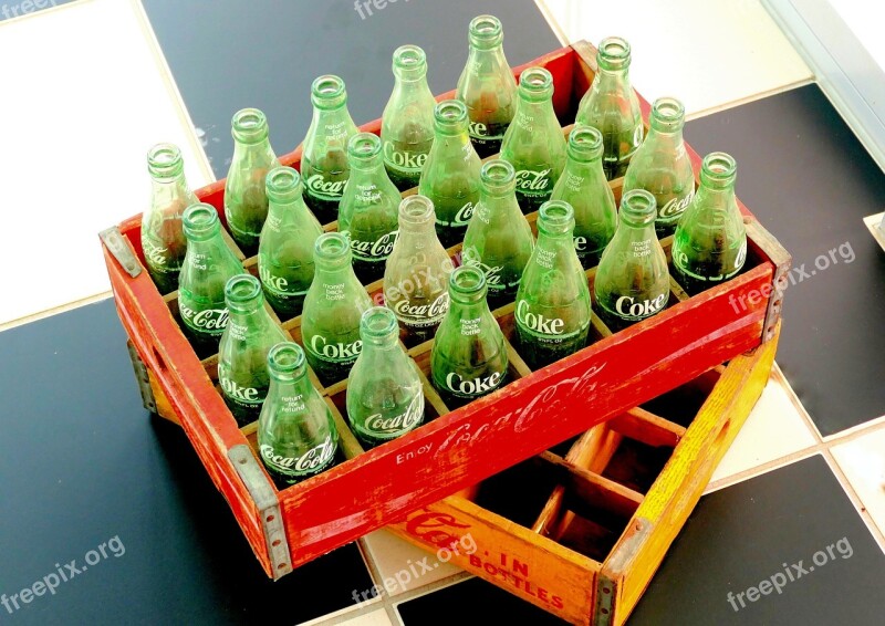 Old Box Cola Cola Bottles Drink Cola Bottles