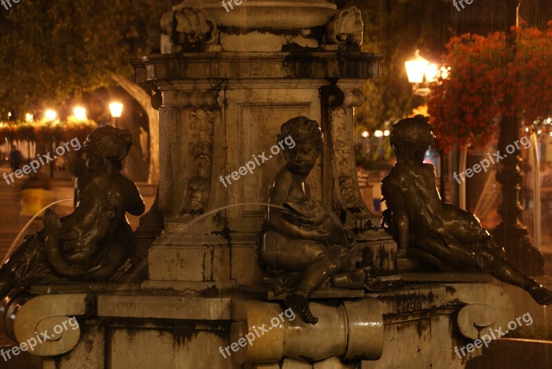 Fountain Bratislava Night Slovakia City