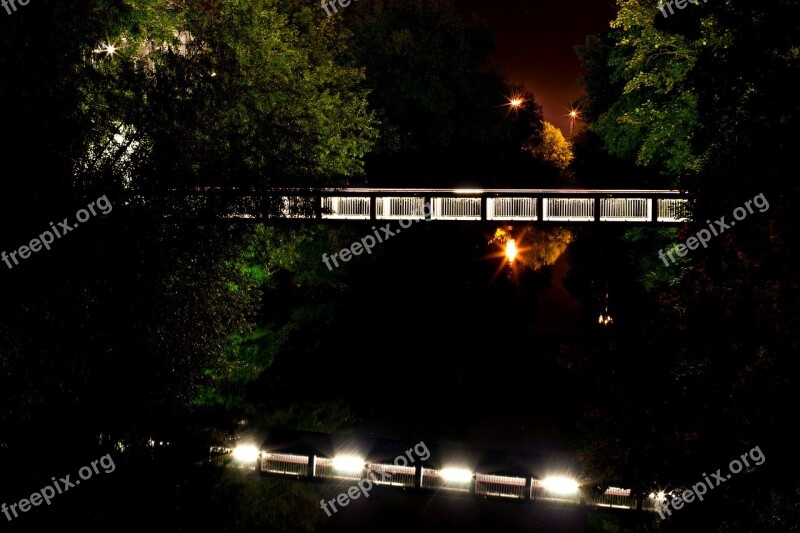 Bridge Night Street Lamp Lighting Illuminated