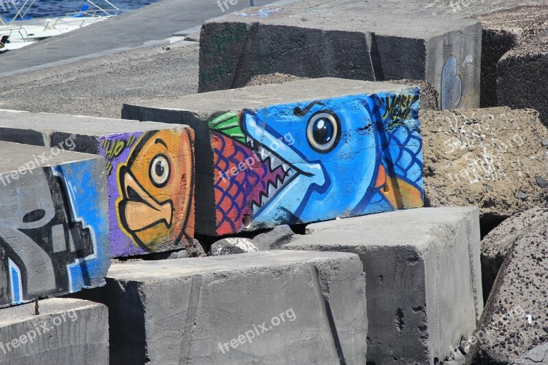 Graffiti Art Concrete Blocks Free Photos