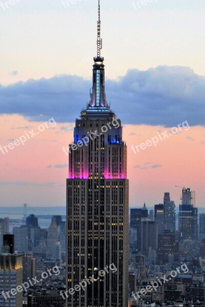 Empire State Building At Sunset Enlightened New York Skyscraper