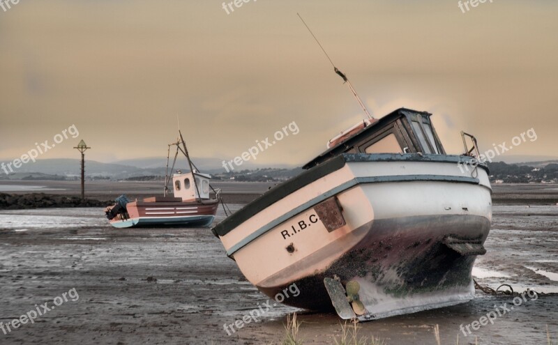 Boat Water Grey Tide Ocean