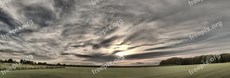 Sky Cloud Panorama Grey Dramatic