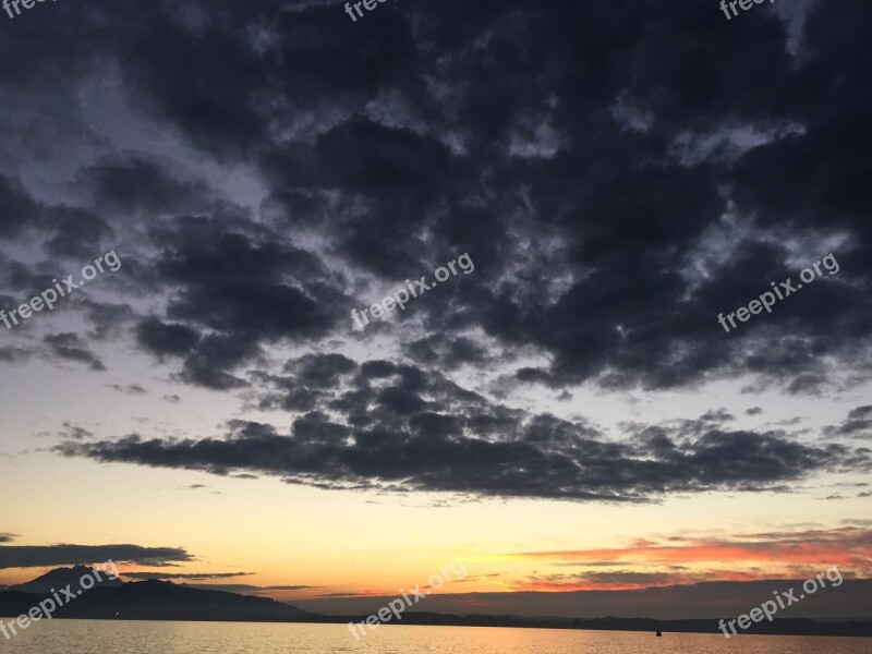 Sunset Afterglow Switzerland Train Sun